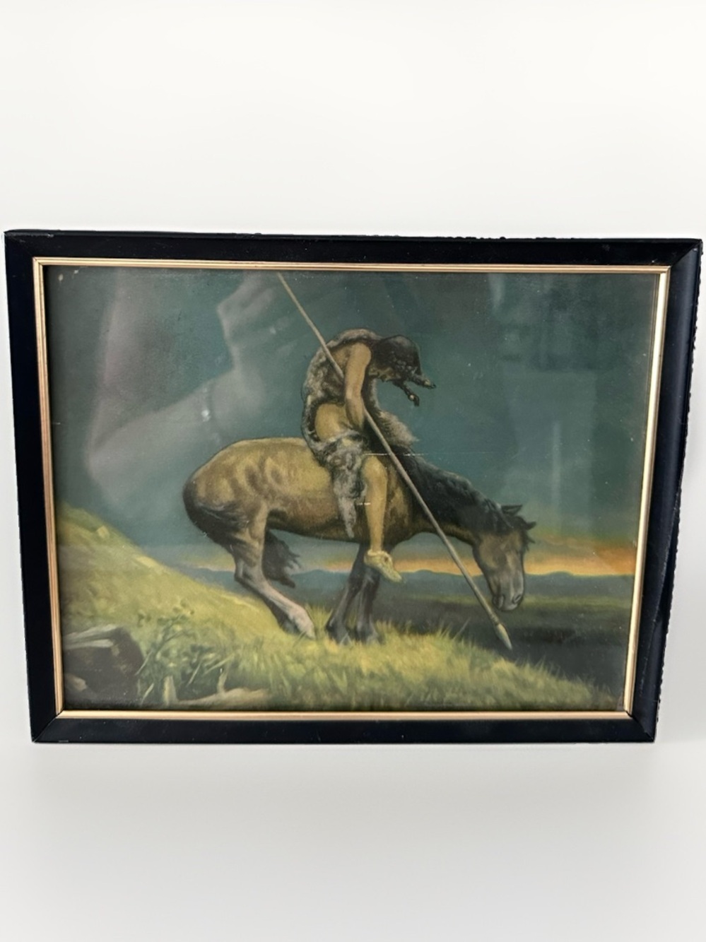 Antique 1920s End Of The Trail JE Fraser 10X8.5 Framed Indian Print Morris B